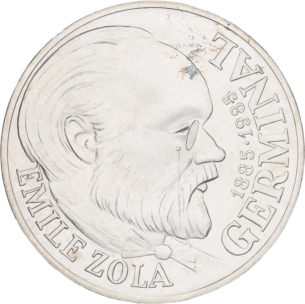 France, 100 Francs, Emile Zola, 1985, MDP, Pattern, Silver, MS(65-70)