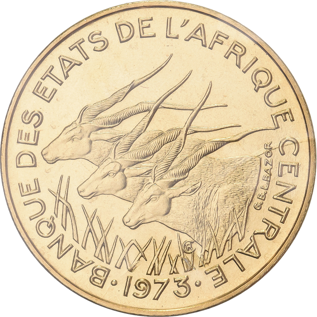 Central African States, 5 Francs, 1973, MDP, Pattern, Bronze-Aluminium