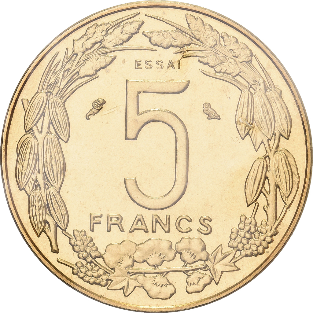 Central African States, 5 Francs, 1973, MDP, Pattern, Bronze-Aluminium