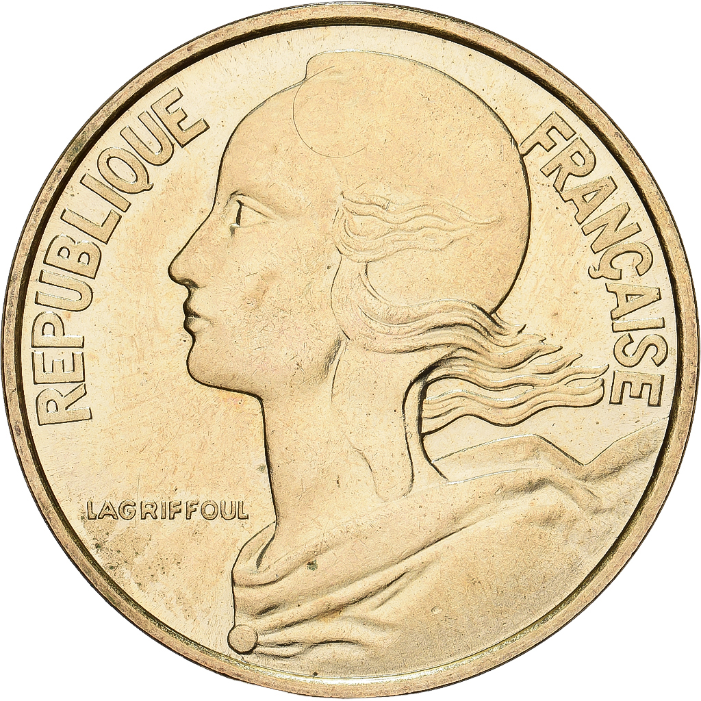 Frankrijk, 20 Centimes, Marianne, 1962, Paris, Pattern, Bronze-Aluminium, PR