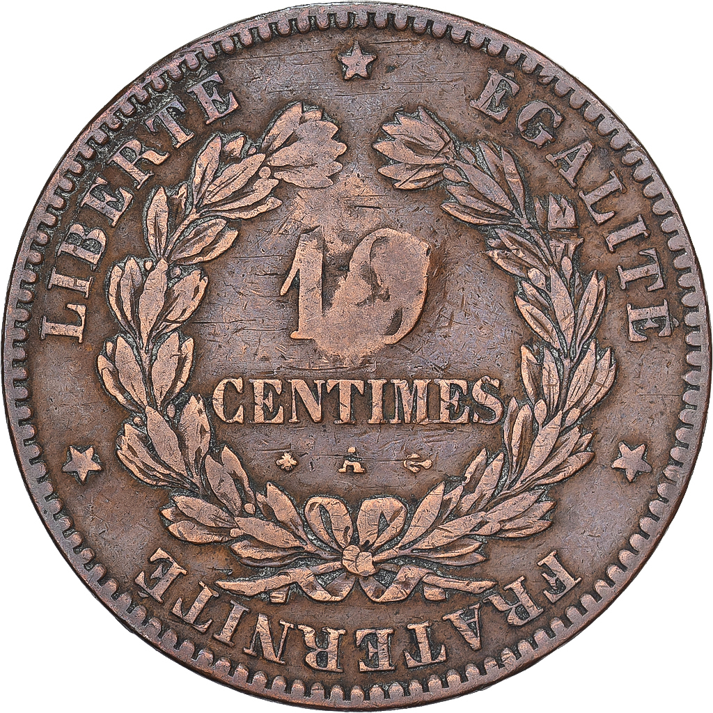 France, 10 Centimes, Cérès, 1871, Paris, Bronze, EF, Gadoury:265