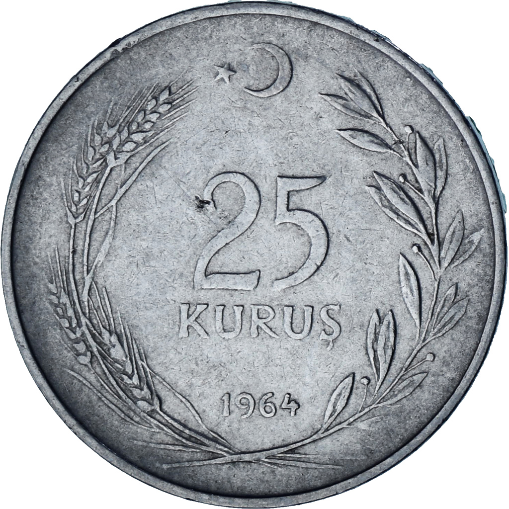 Turkey, 25 Kurus, 1964
