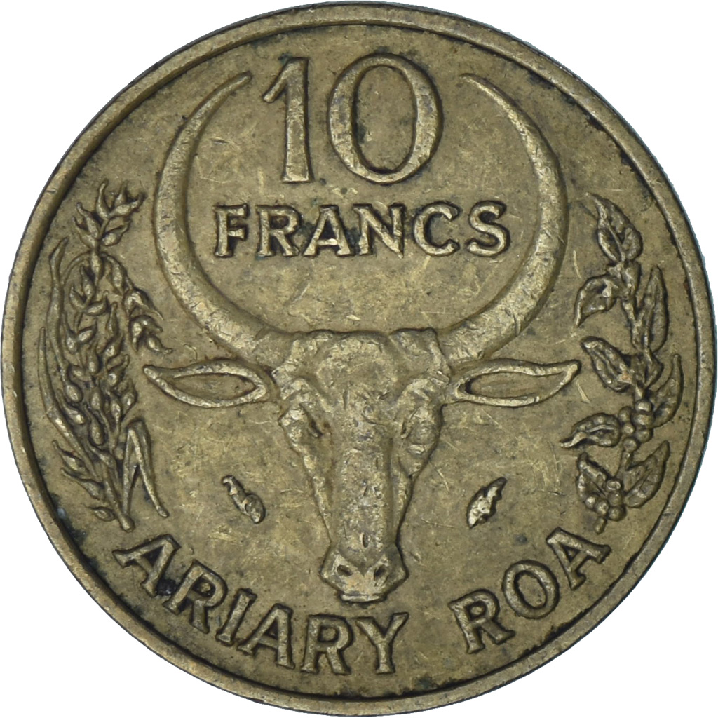 Madagascar, 10 Francs, 2 Ariary, 1982