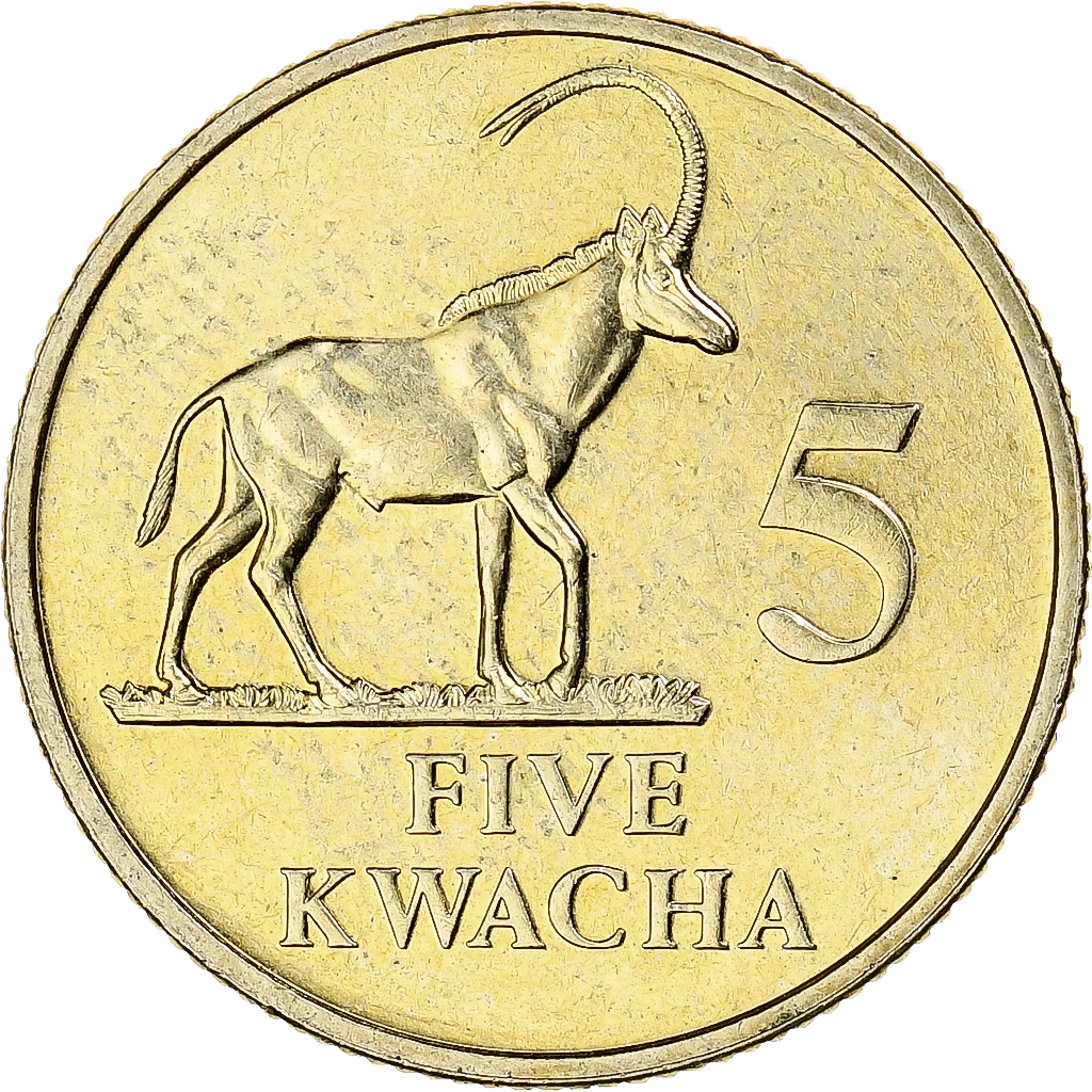 Zambia, 5 Kwacha, 1992