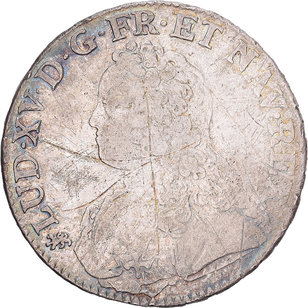 France, Louis XV, Ecu aux branches d'olivier, 1733, Nantes, Silver, VF