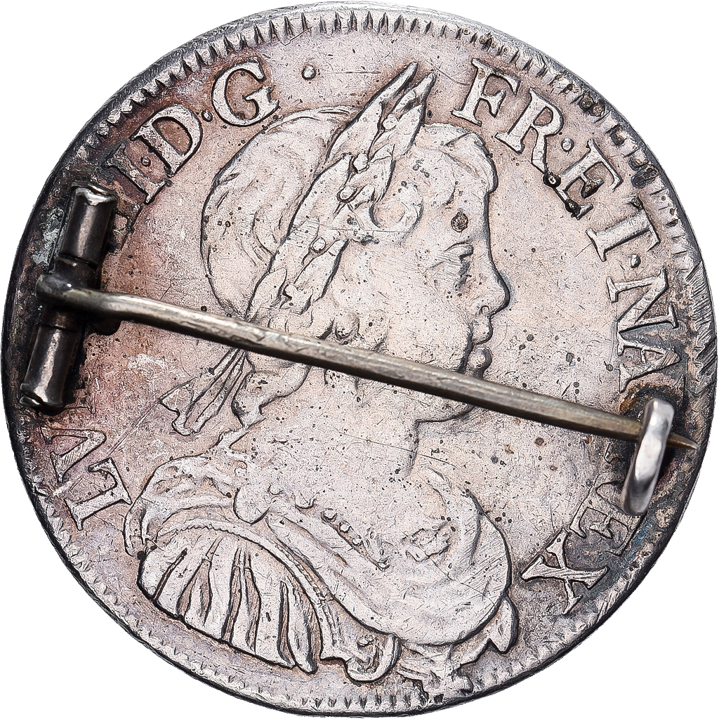France, Louis XIV, 1/2 Écu à la mèche courte, 1645, Paris, Silver, EF