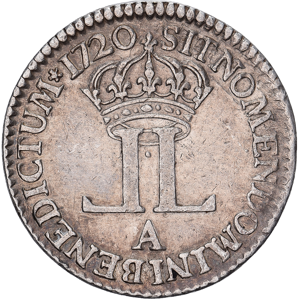 France, Louis XV, 20 Sols, 1720, Paris, Silver, AU, Gadoury:296