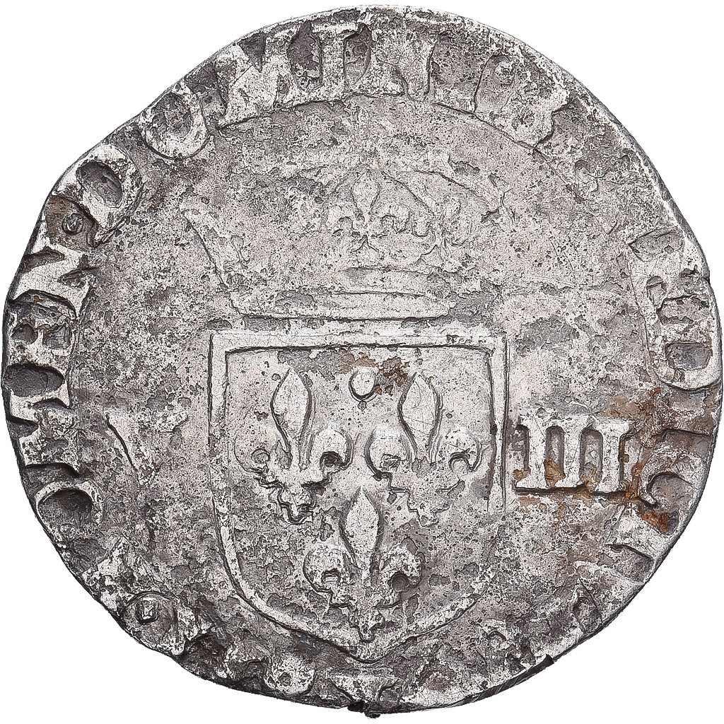 France, Henri IV, 1/8 Ecu, 1601, Bayonne? , Rare, Silver, F, Gadoury:582