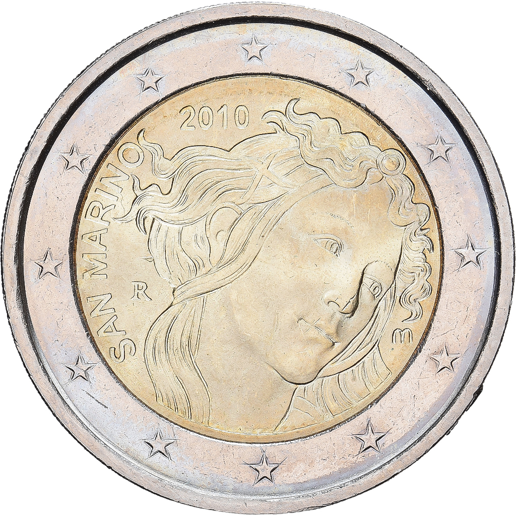 San Marino, 2 Euro, Sandro Botticelli, 2010, Rome, Bi-Metallic, UNZ, KM:494
