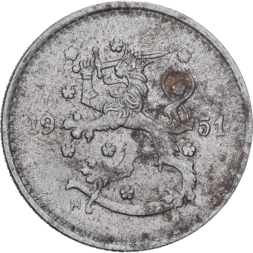 Finland, 1 Markka, 1951, Helsinki, Iron, MS, KM:30b