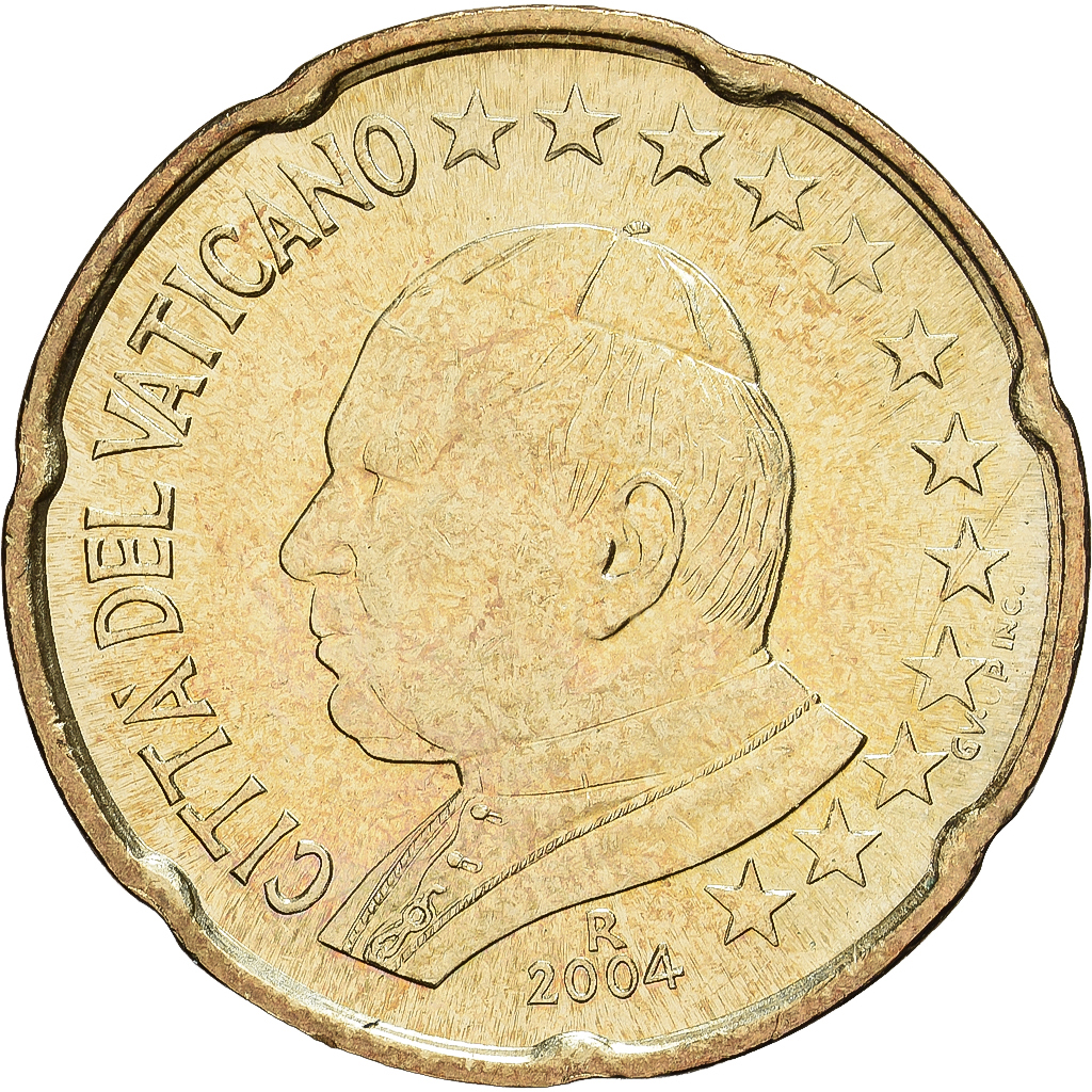 Vatikanstadt, John Paul II, 20 Centimes, 2004, Rome, Nordic gold, STGL, KM:345