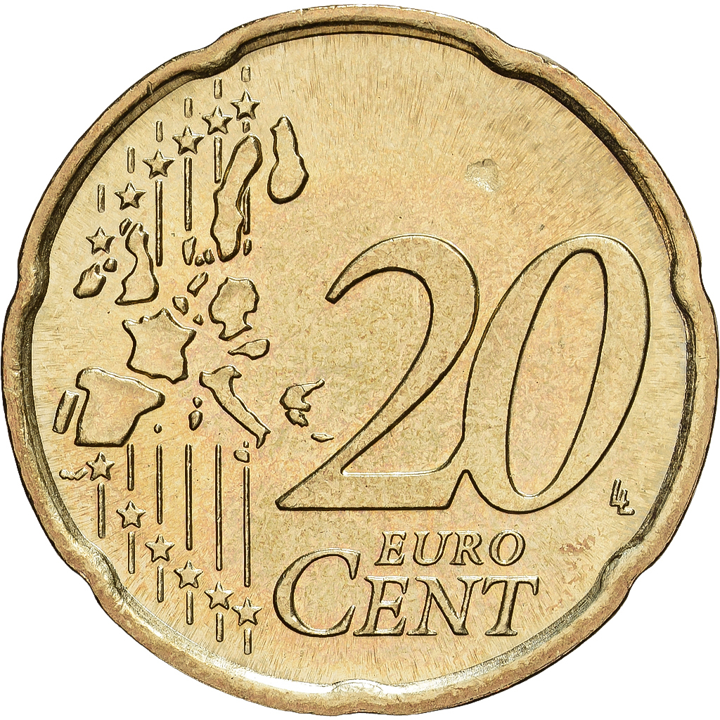 Vatikanstadt, John Paul II, 20 Centimes, 2004, Rome, Nordic gold, STGL, KM:345