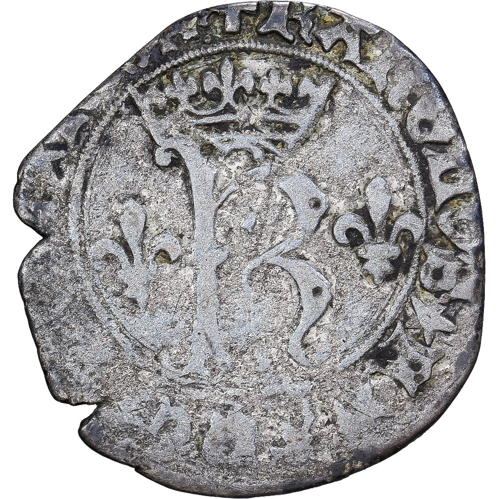 France, Charles VIII, Dizain Karolus, 1488, Troyes, Silver, VF