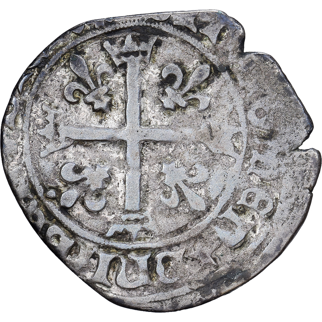 France, Charles VIII, Dizain Karolus, 1488, Troyes, Silver, VF