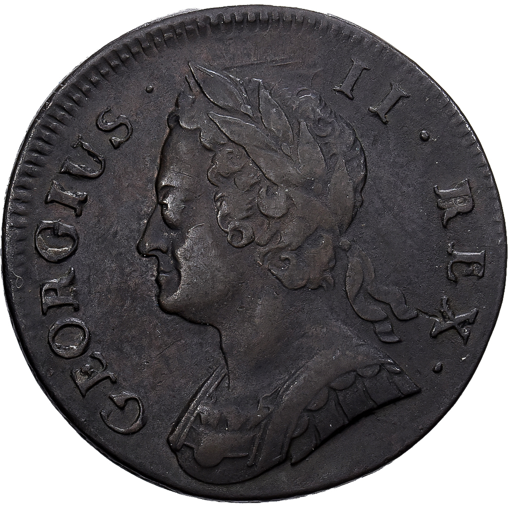United Kingdom, George II, 1/2 Penny, 1742, London, Copper, AU