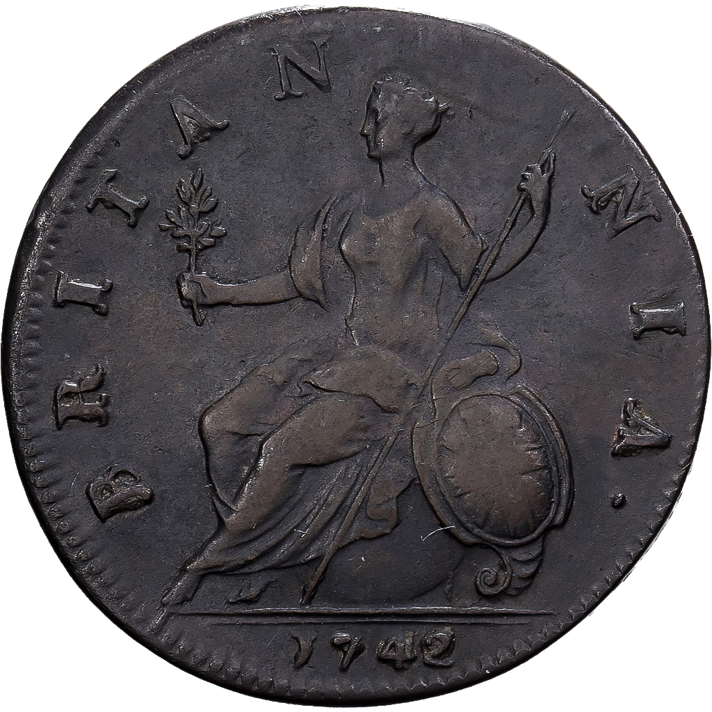 United Kingdom, George II, 1/2 Penny, 1742, London, Copper, AU