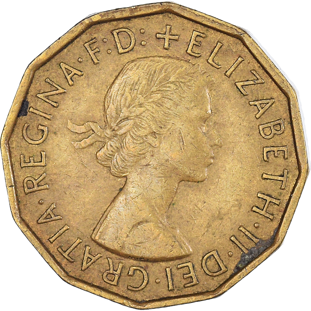 Moneda, Gran Bretaña, 3 Pence, 1957