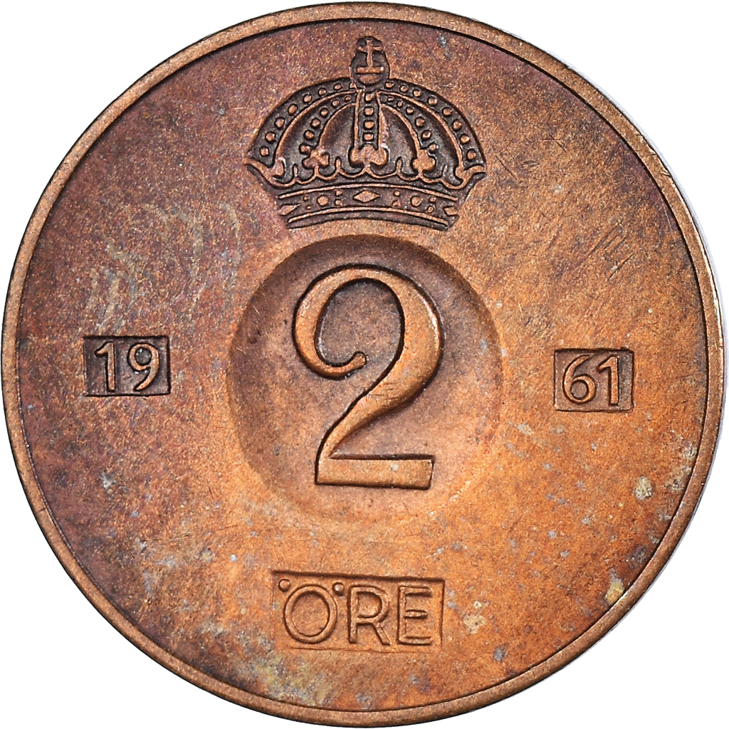Moneda, Suecia, 2 Öre, 1961
