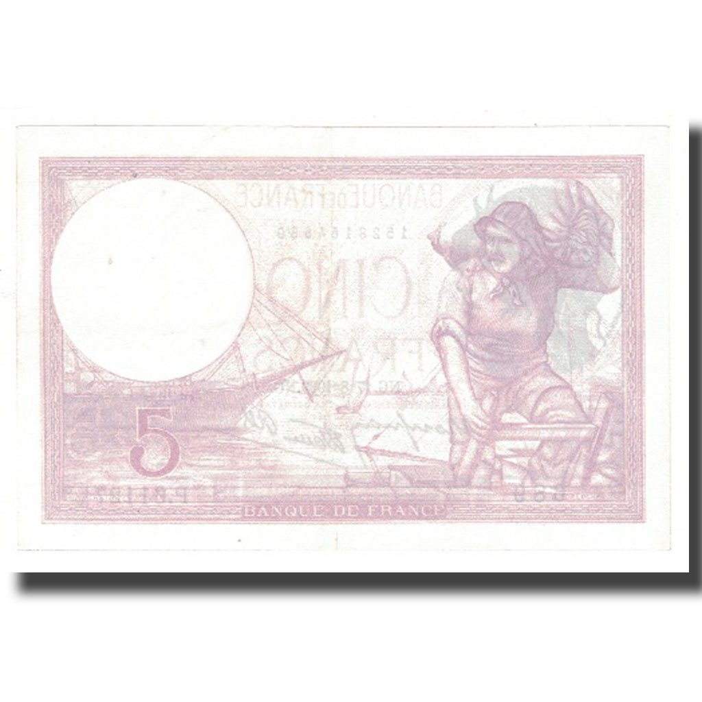 France, 5 Francs, Violet, 1939, 1939-08-17, UNC(60-62), Fayette:4.6, KM:83