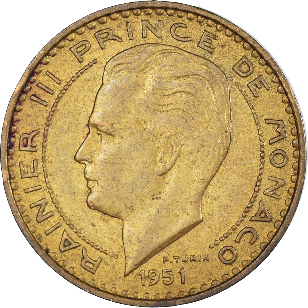 Moneda, Mónaco, 20 Francs, Vingt, 1951