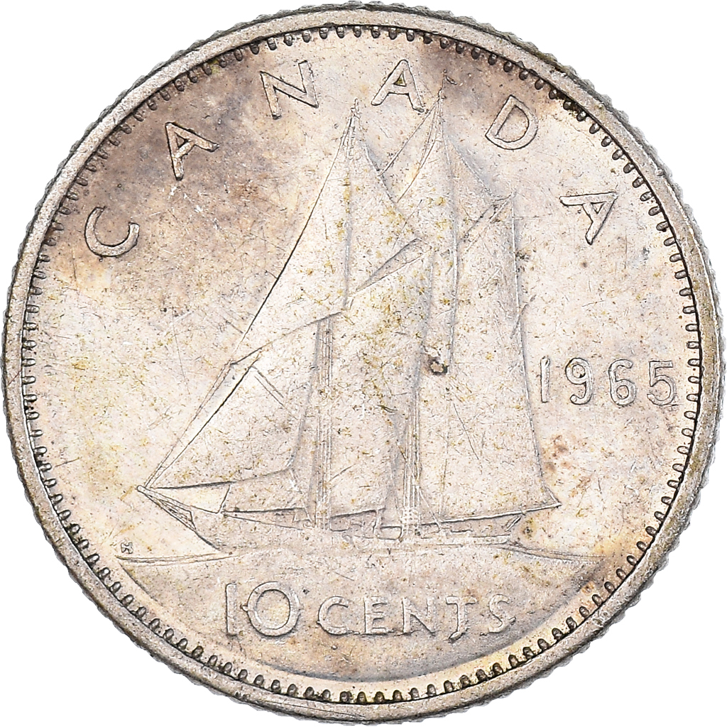 Moneda, Canadá, 10 Cents, 1965