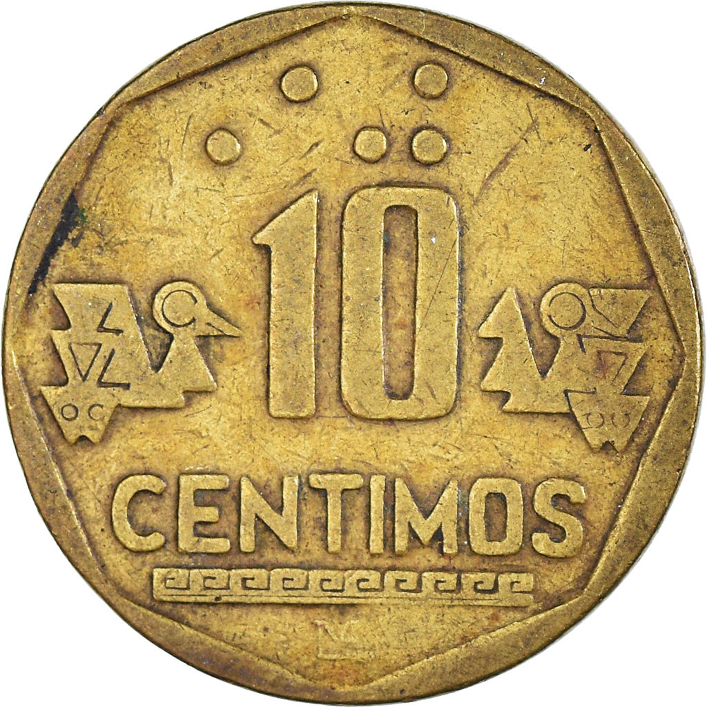 Coin, Peru, 10 Centimos, 1993