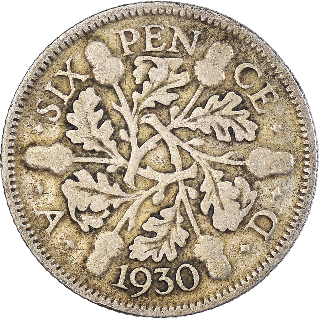 Moneda, Gran Bretaña, 6 Pence, 1930