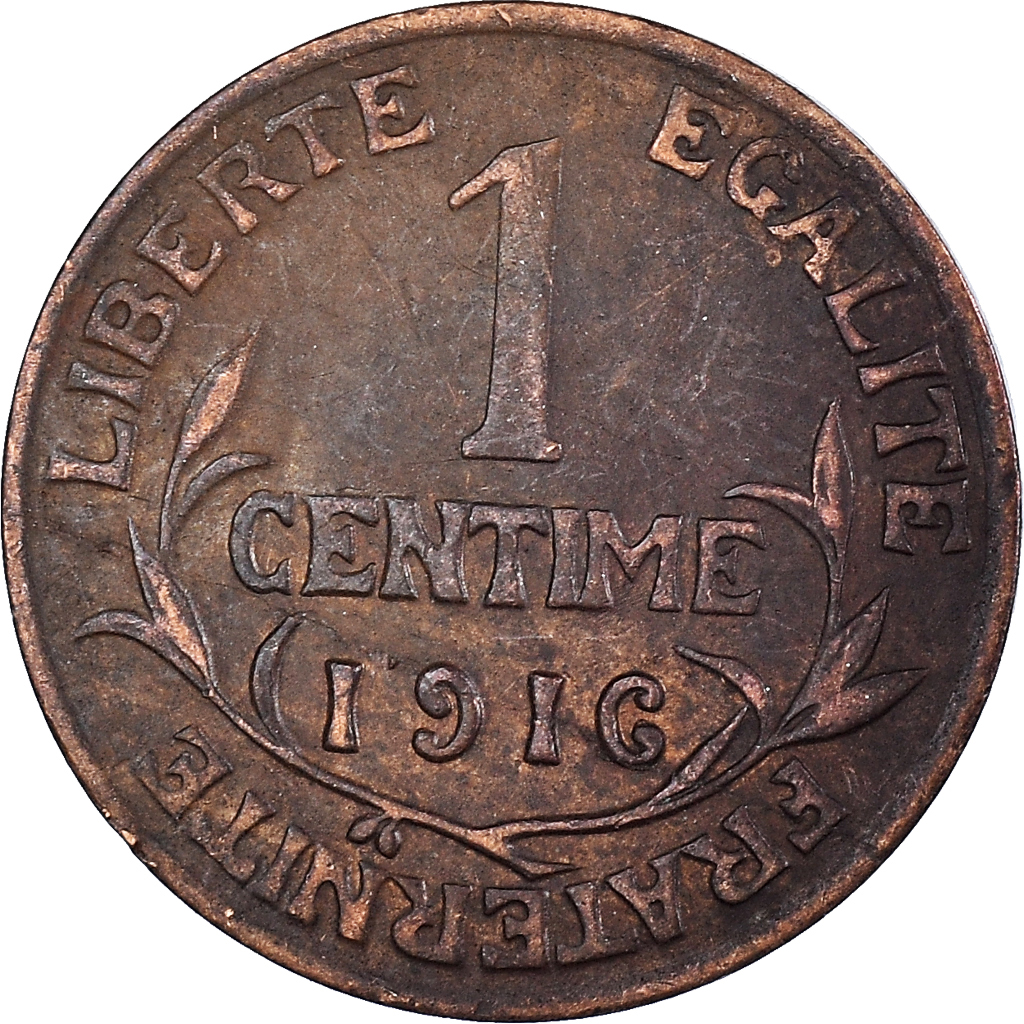 Moneda, Francia, Centime, 1916
