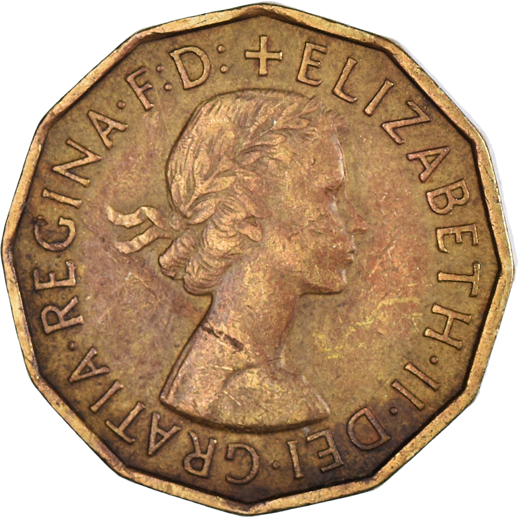 Moneda, Gran Bretaña, 3 Pence, 1958