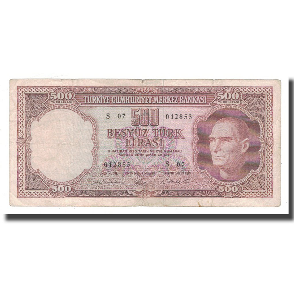 Banknote, Turkey, 500 Lira, 1930, 1930-06-11, KM:170a, VF(20-25)