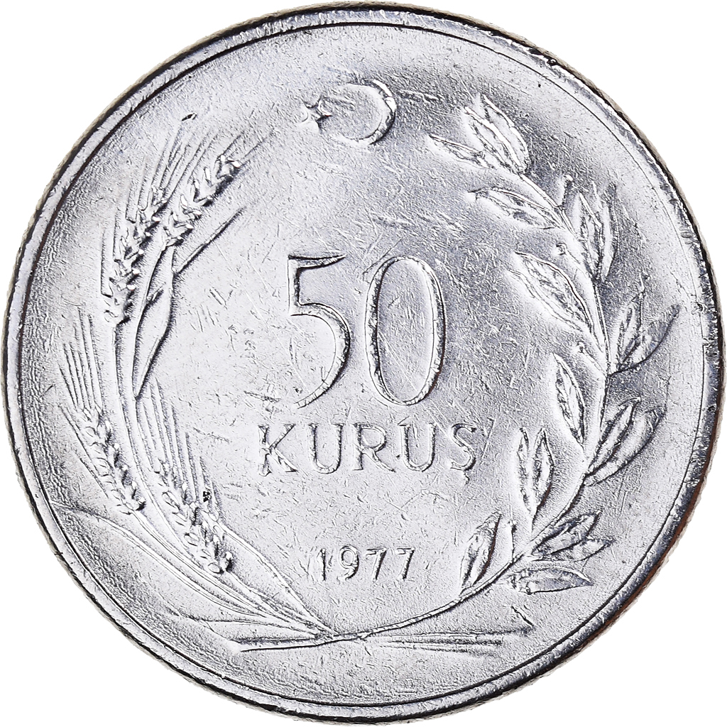 Moneda, Turquía, 50 Kurus, 1977