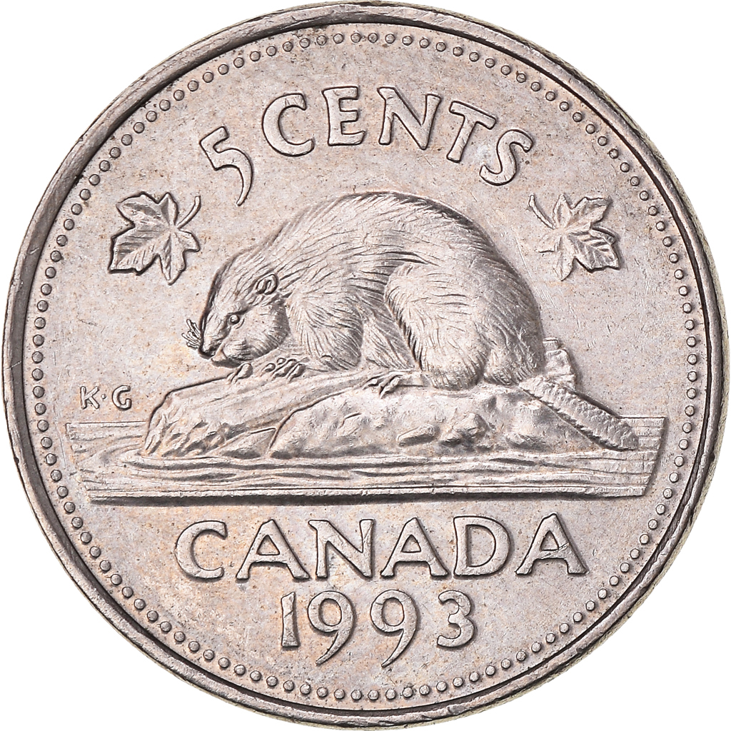 Coin, Canada, 5 Cents, 1993