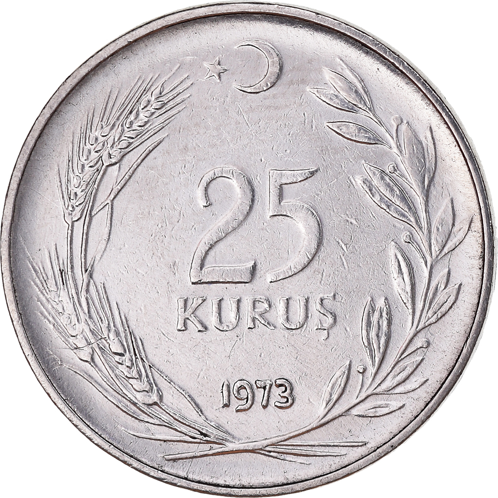 Moneda, Turquía, 25 Kurus, 1973