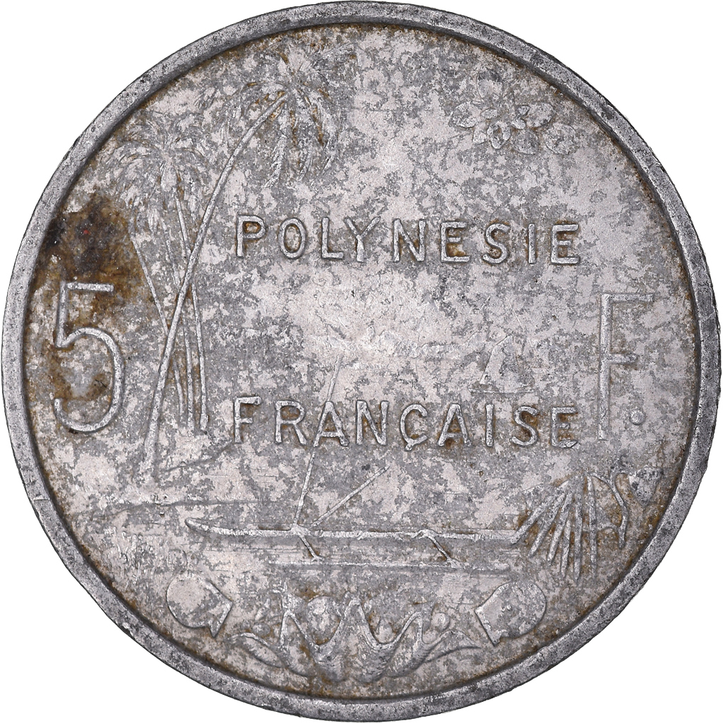 Moneda, Polinesia francesa, 5 Francs, 1975