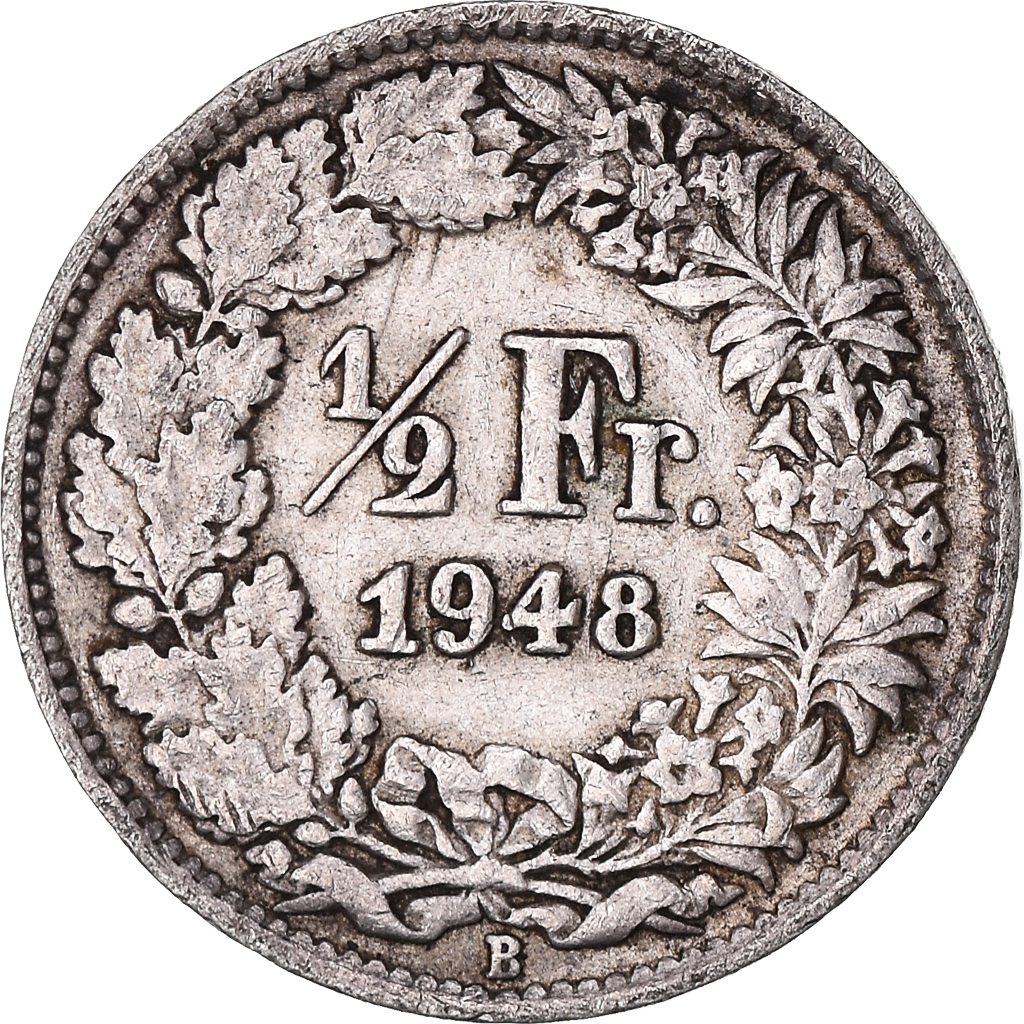 Moneda, Suiza, 1/2 Franc, 1948