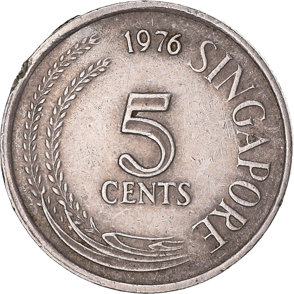 Moneda, Singapur, 5 Cents, 1976