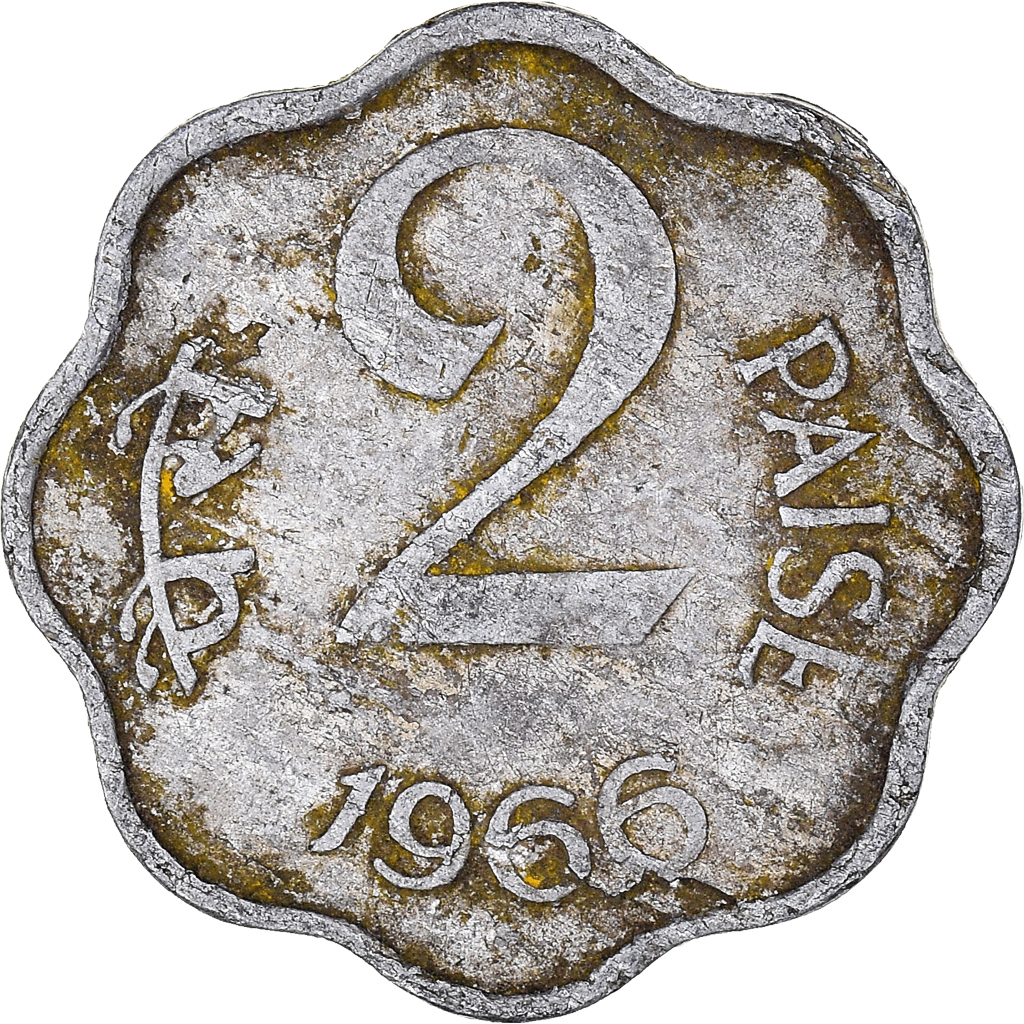 Coin, India, 2 Paise, 1966