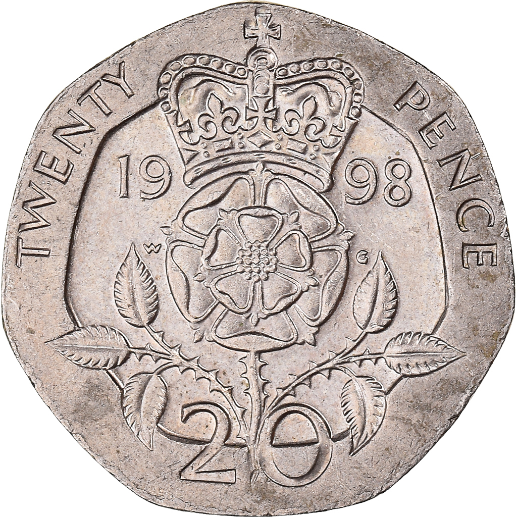 Moneda, Gran Bretaña, 20 Pence, 1998