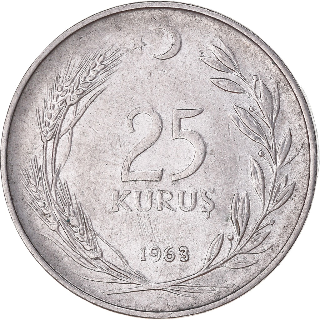 Moneda, Turquía, 25 Kurus, 1963