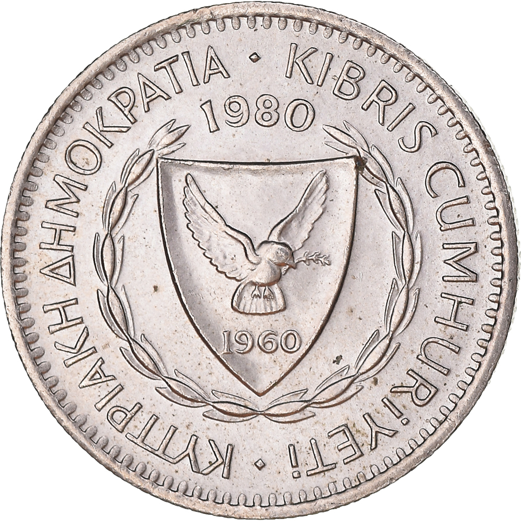 Moneda, Chipre, 25 Mils, 1980