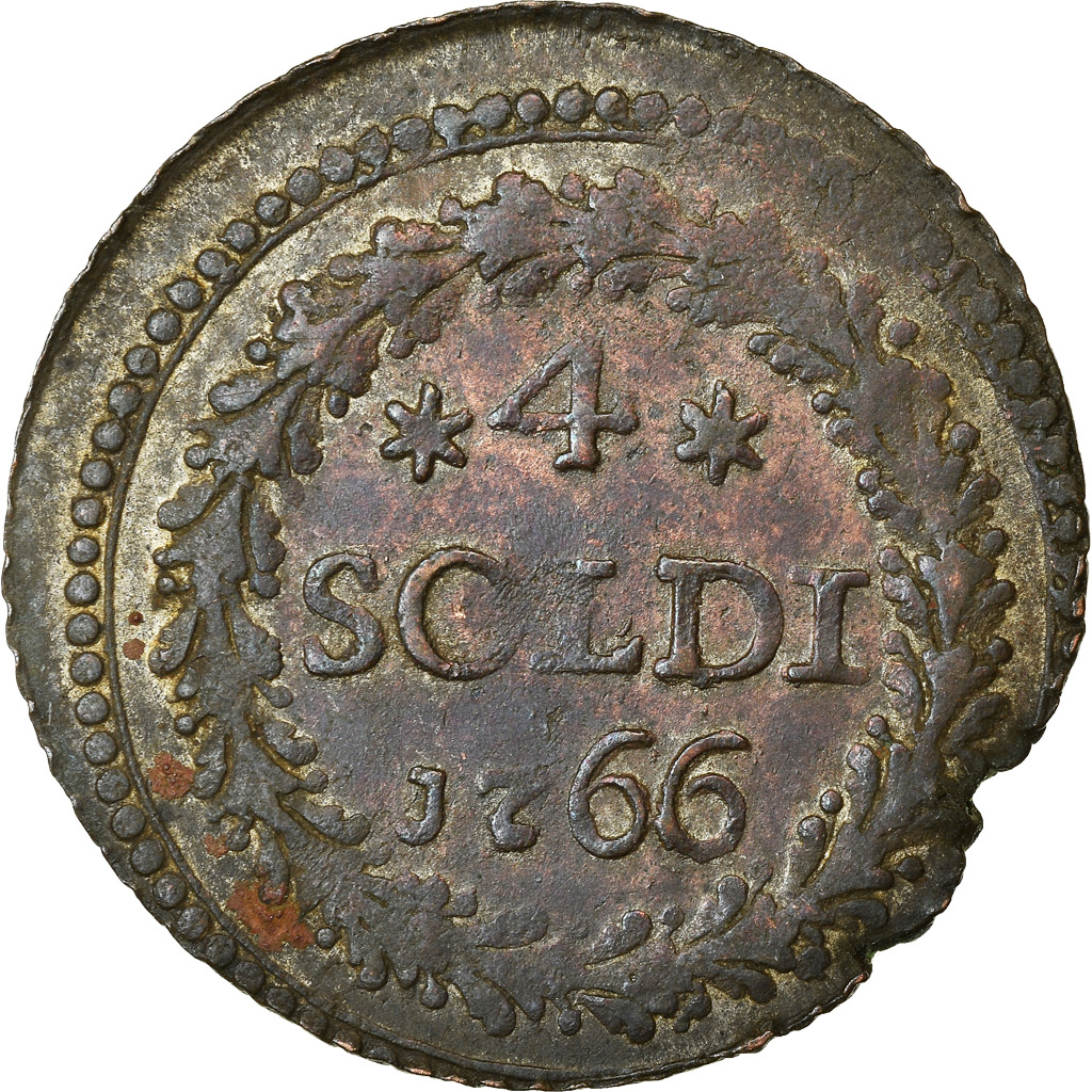 Coin, ITALIAN STATES, CORSICA, General Pasquale Paoli, 4 Soldi, 1766, Murato