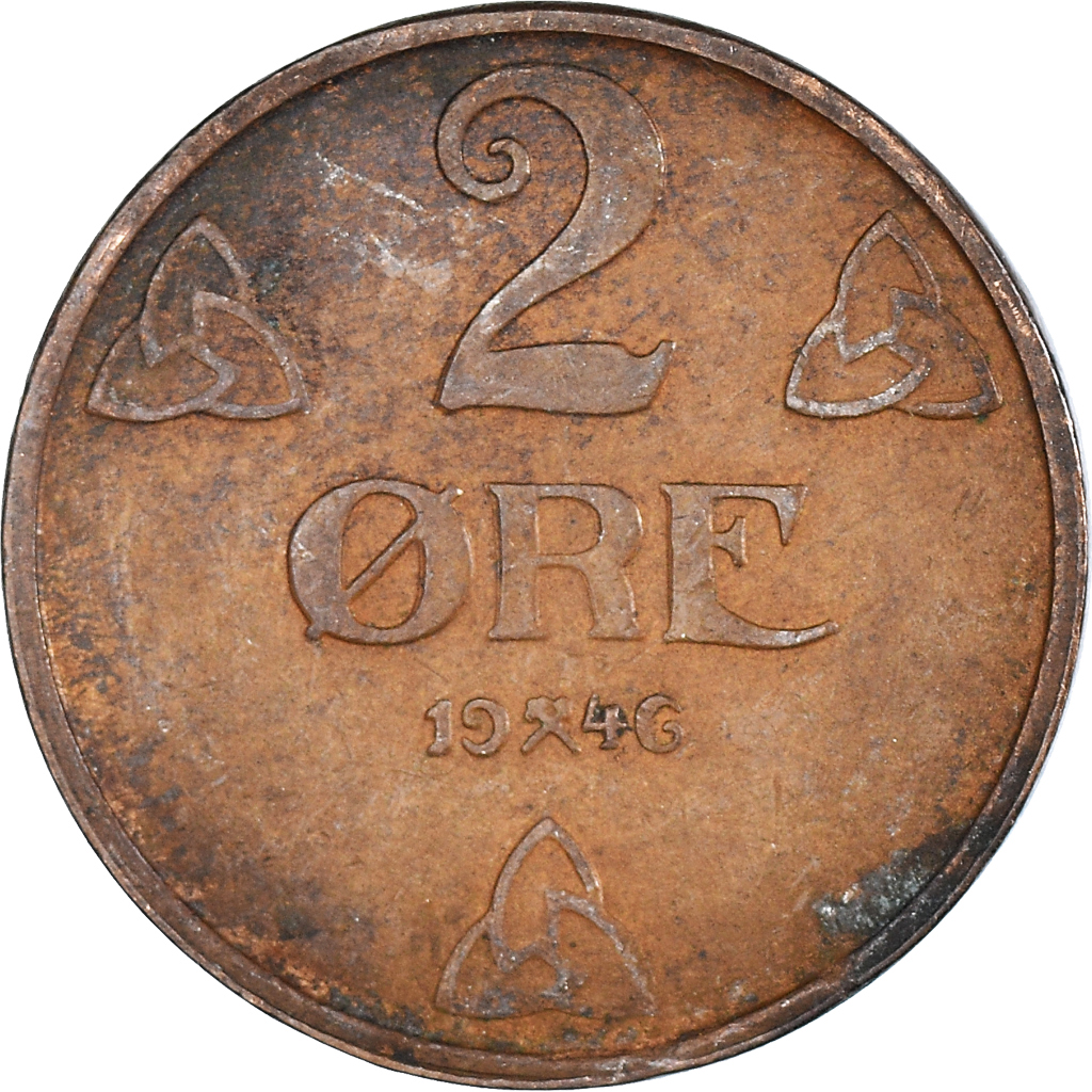 Moneda, Noruega, 2 Öre, 1946