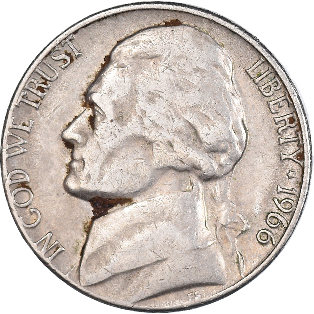Moneda, Estados Unidos, 5 Cents, 1966