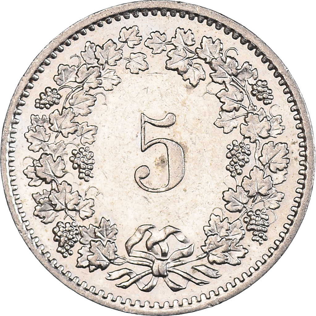 Moneda, Suiza, 5 Rappen, 1977