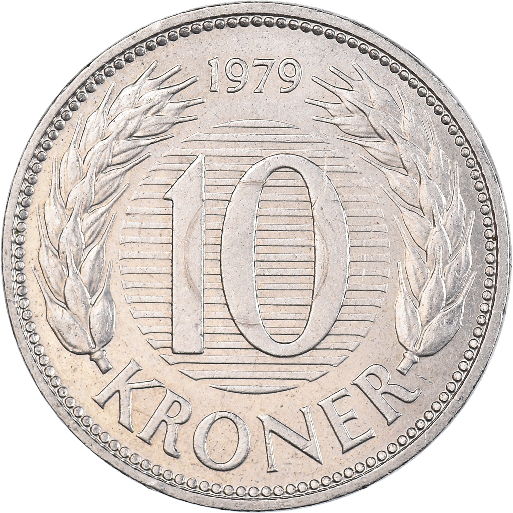 Moneda, Dinamarca, 10 Kroner, 1979