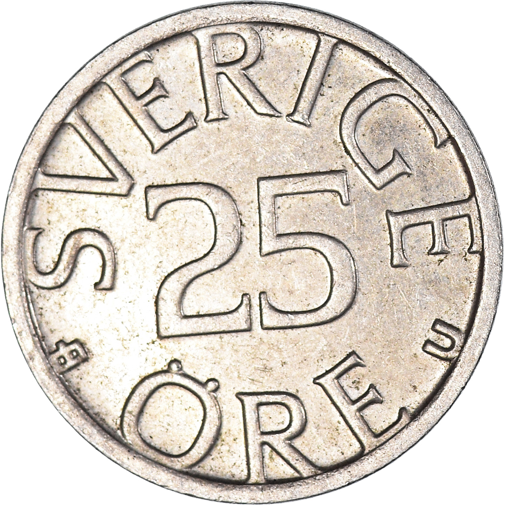 Moneda, Suecia, 25 Öre, 1977