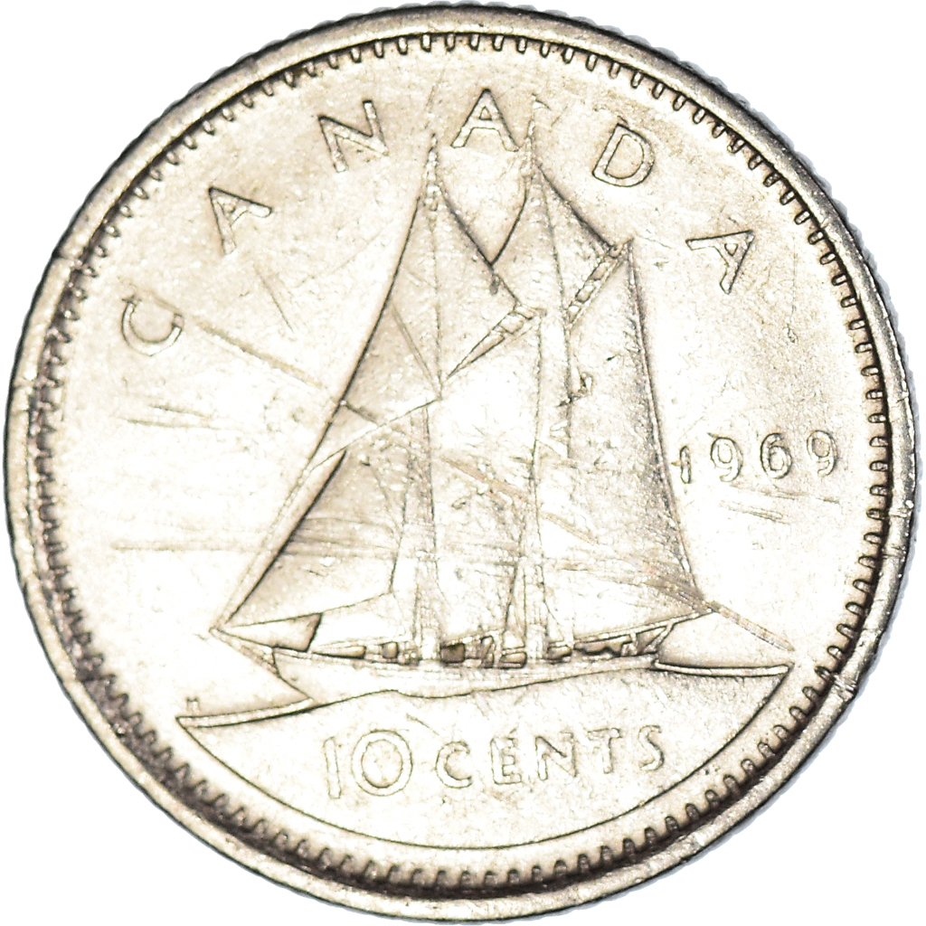 Coin, Canada, 10 Cents, 1969