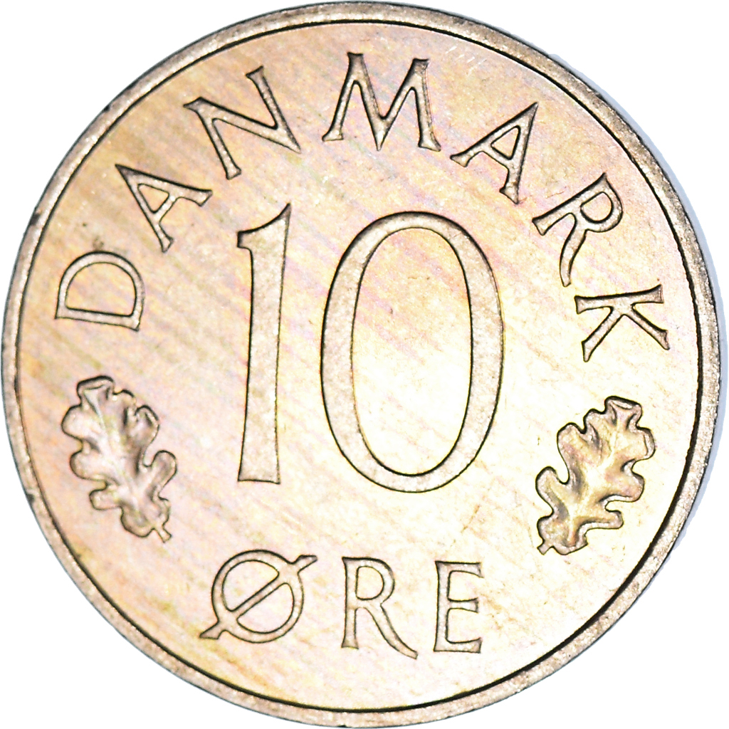 Moneda, Dinamarca, 10 Öre, 1985