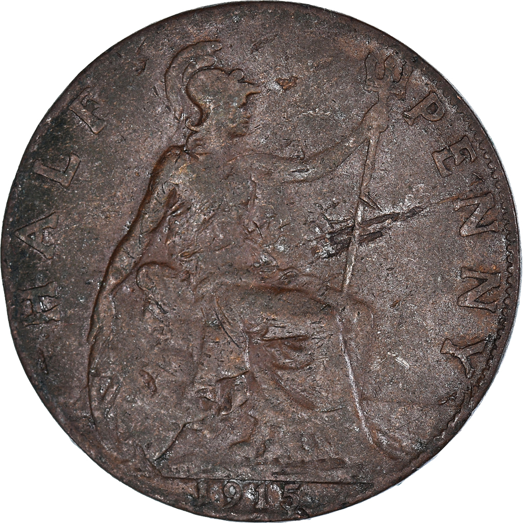 Moneda, Gran Bretaña, 1/2 Penny, 1915