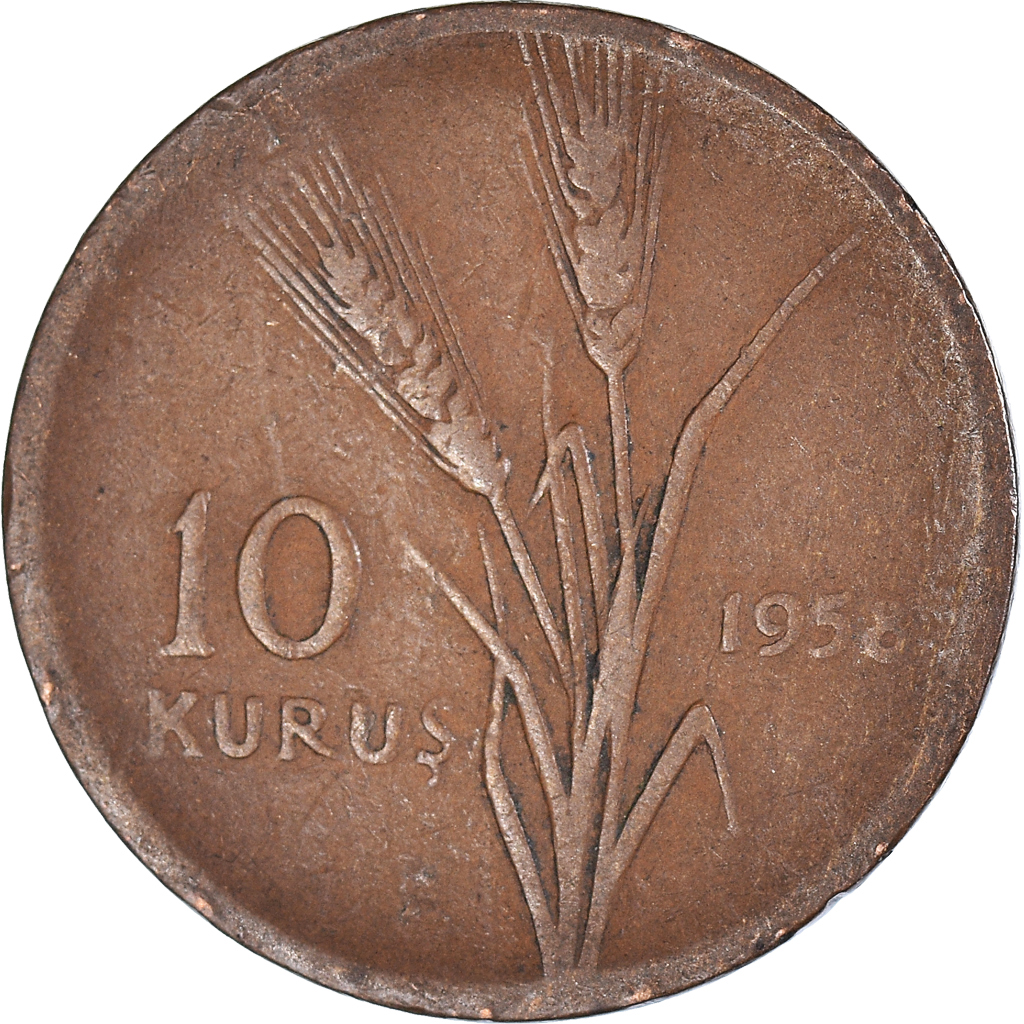 Coin, Turkey, 10 Kurus, 1958